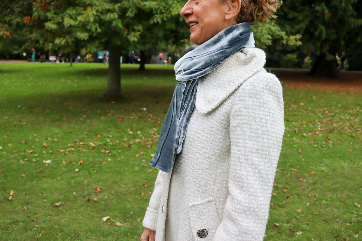 Classic Silk Velvet Scarf Steel