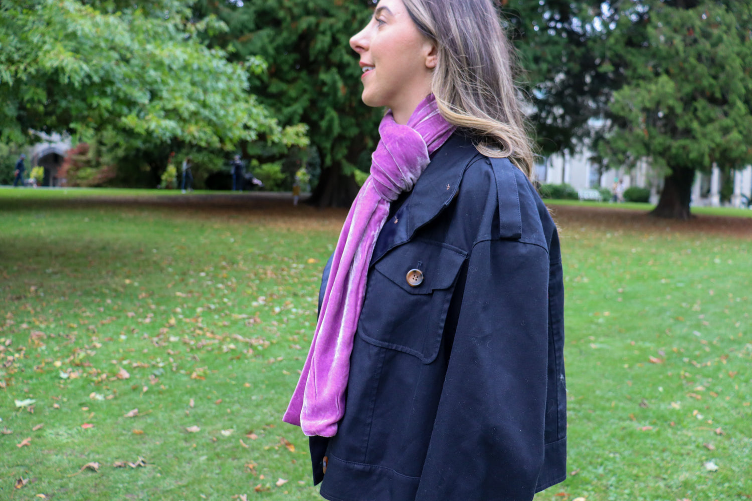 Classic Silk Velvet Scarf Damson
