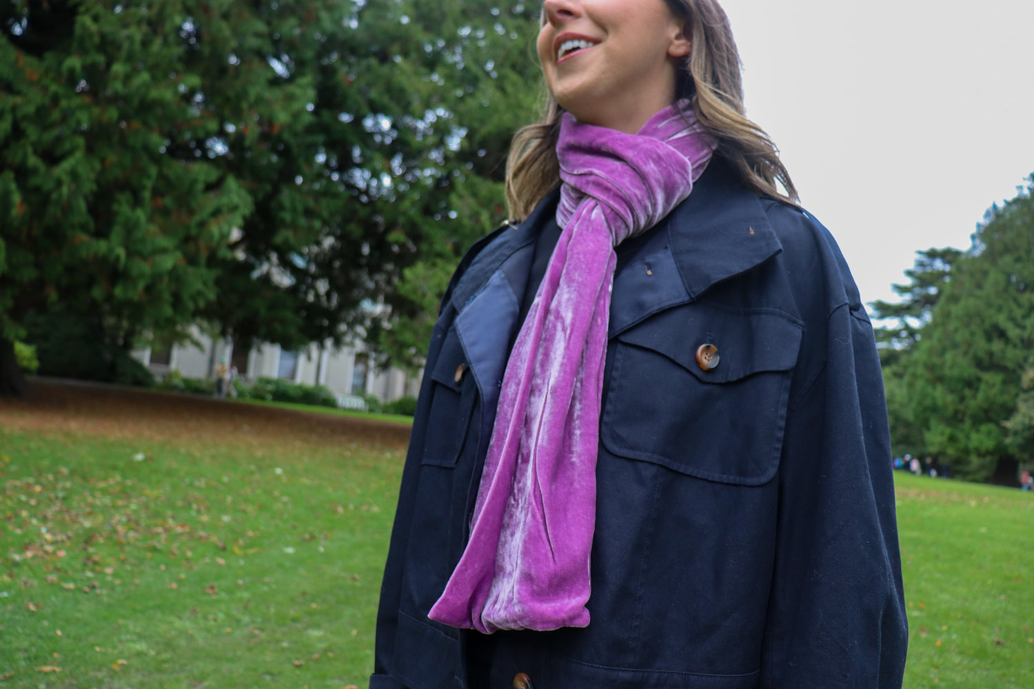 Classic Silk Velvet Scarf Damson