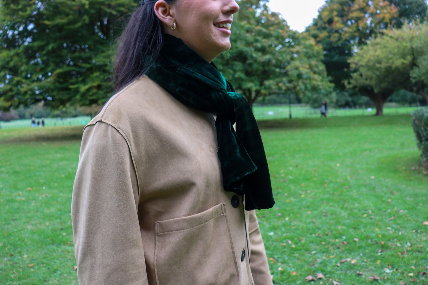 Classic Silk Velvet Scarf Forest Green