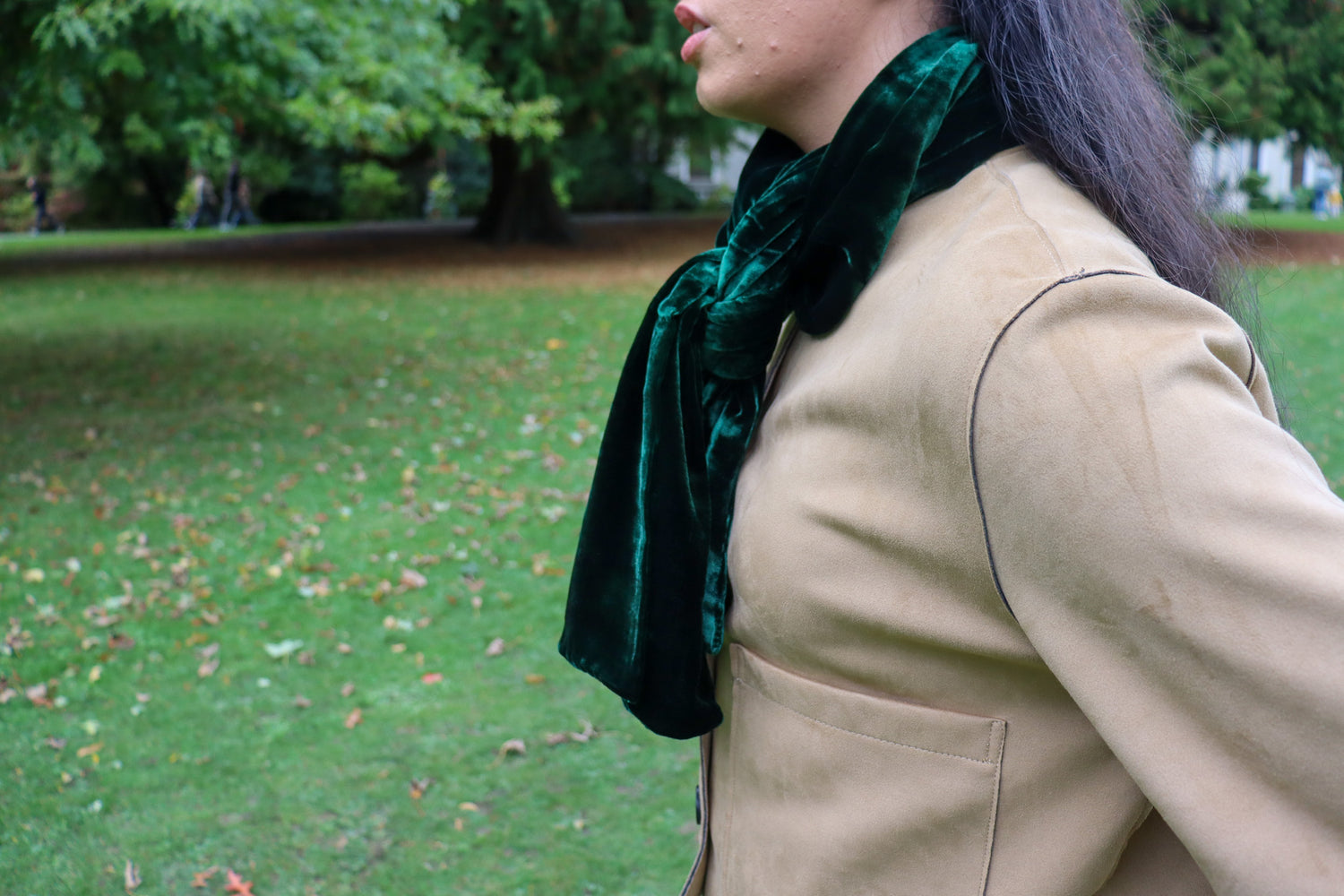 Classic Silk Velvet Scarf Forest Green