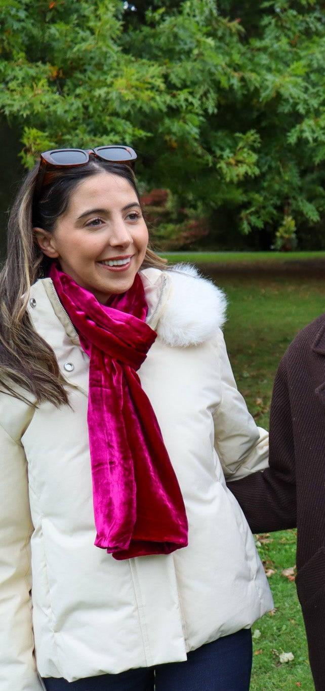 Classic Silk Velvet Scarf New Fuchsia
