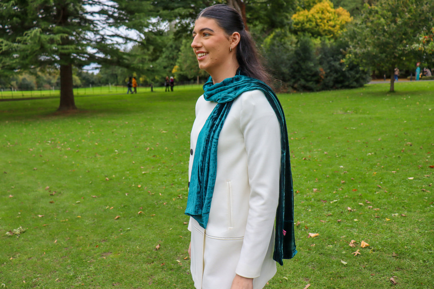 Classic Silk Velvet Scarf Teal