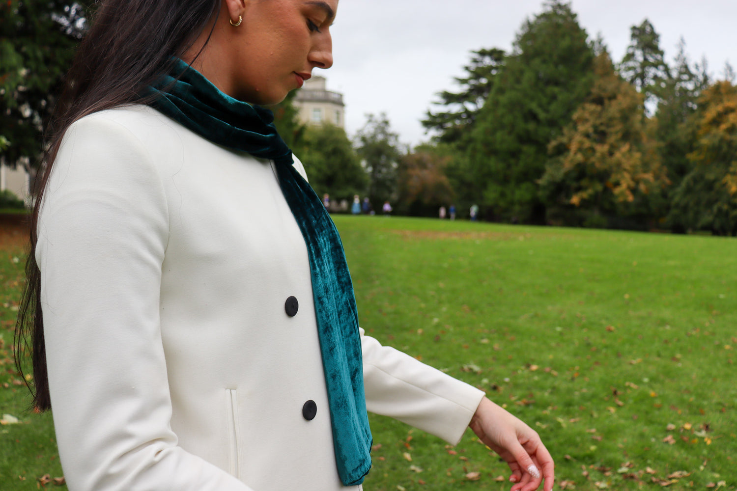 Classic Silk Velvet Scarf Teal