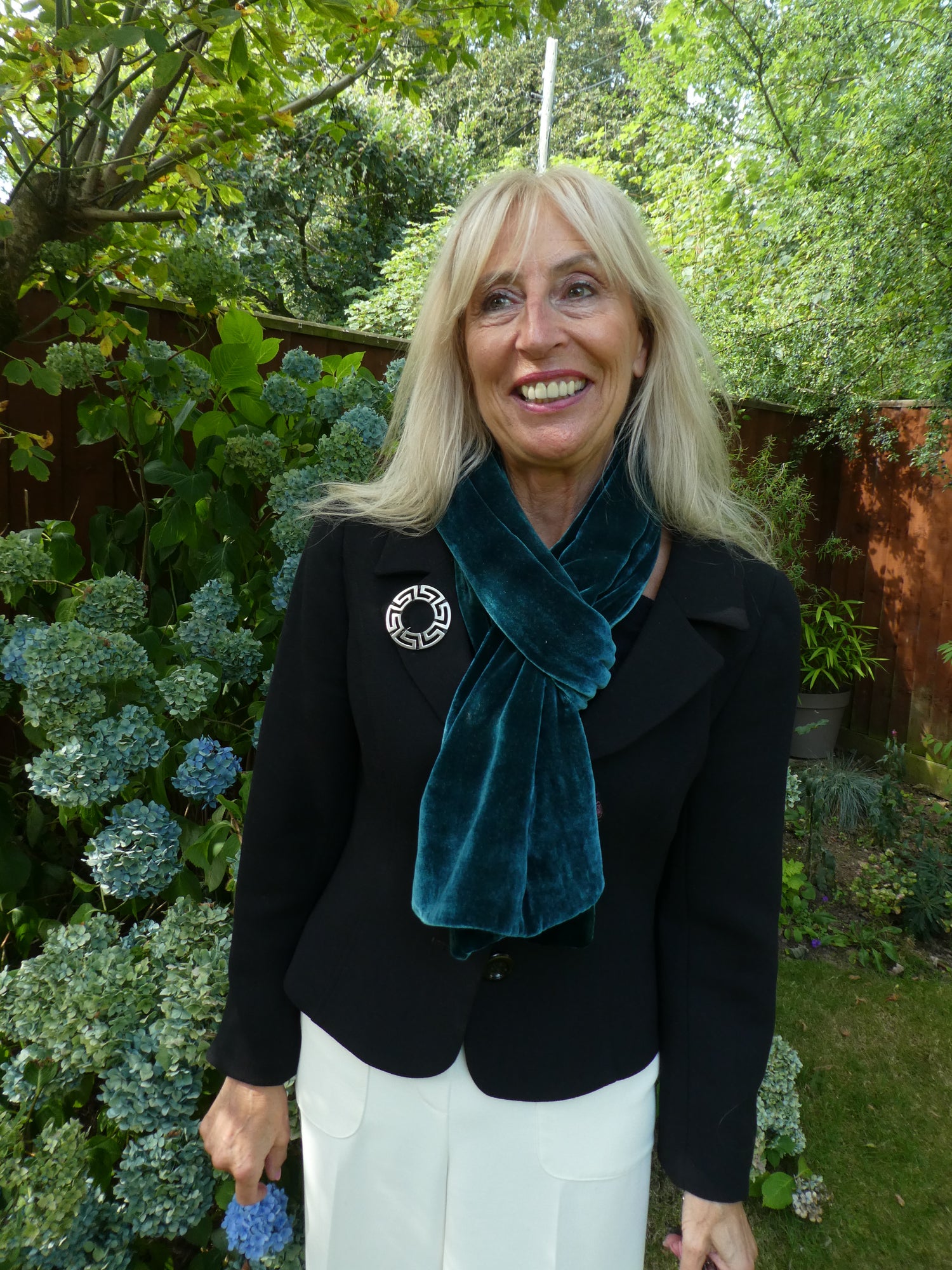 Classic Silk Velvet Scarf Teal