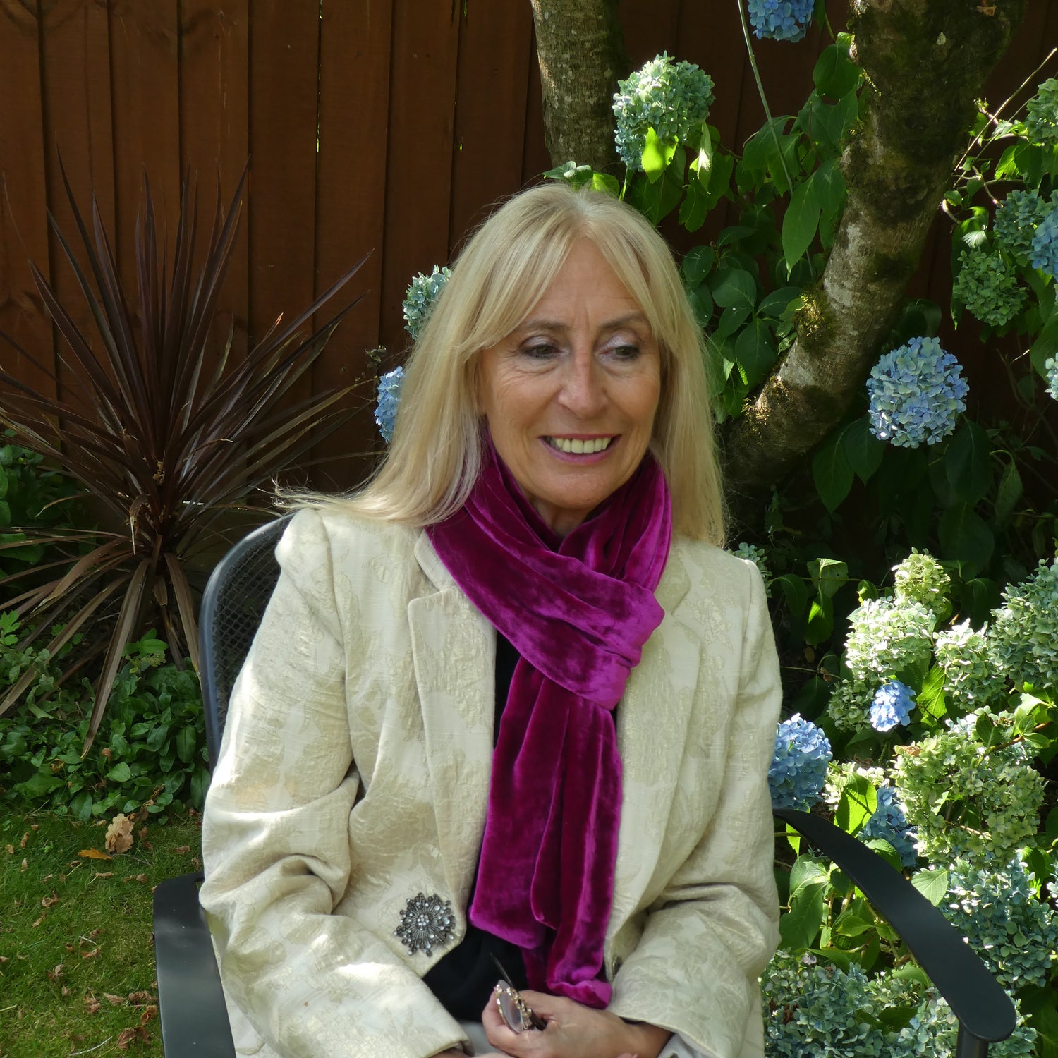 Classic Silk Velvet Scarf New Fuchsia