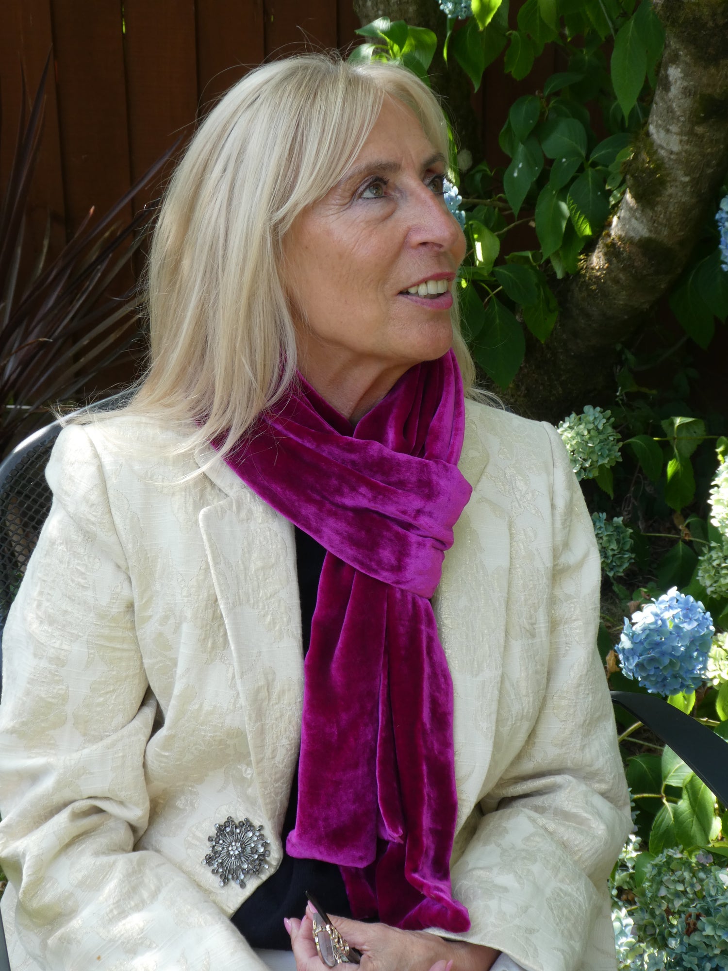 Classic Silk Velvet Scarf New Fuchsia