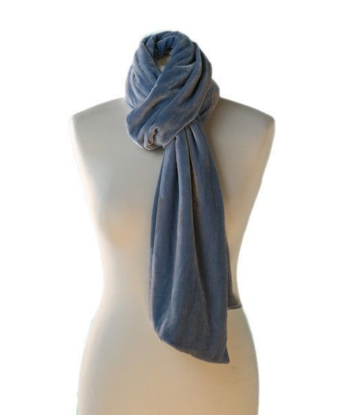 Classic Silk Velvet Scarf Sky