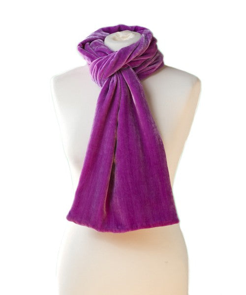 Classic Silk Velvet Scarf Damson