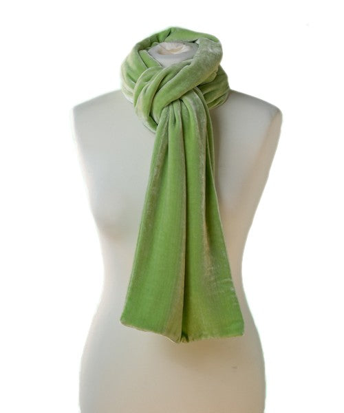 Classic Silk Velvet Scarf Green