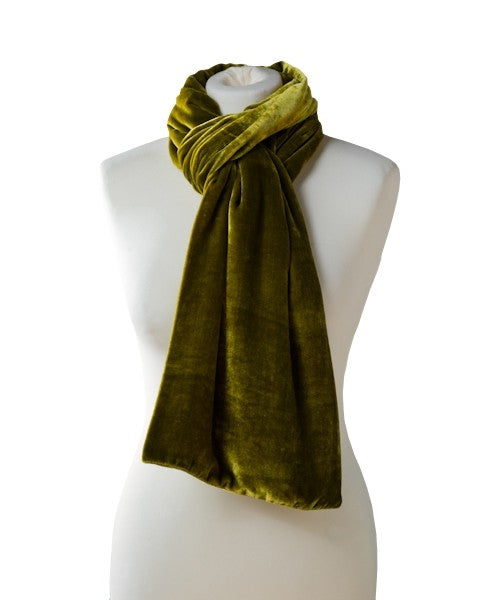 Classic Silk Velvet Scarf Kiwi Black