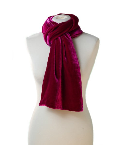 Classic Silk Velvet Scarf New Fuchsia