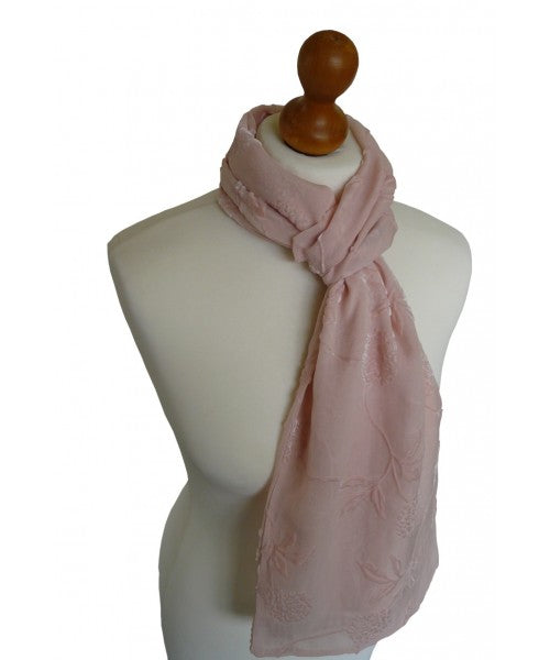Devore Silk Velvet Scarf Peach Peony