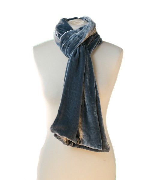 Classic Silk Velvet Scarf Steel