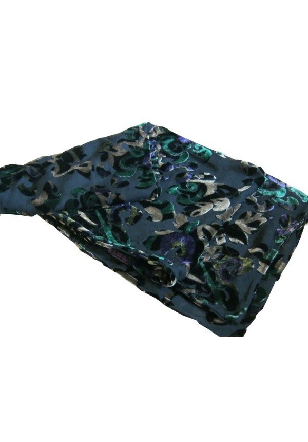 Devore Silk Velvet Scarf Multi Black