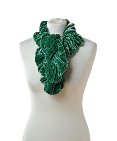 Ruffle Silk Velvet Scarf Apple